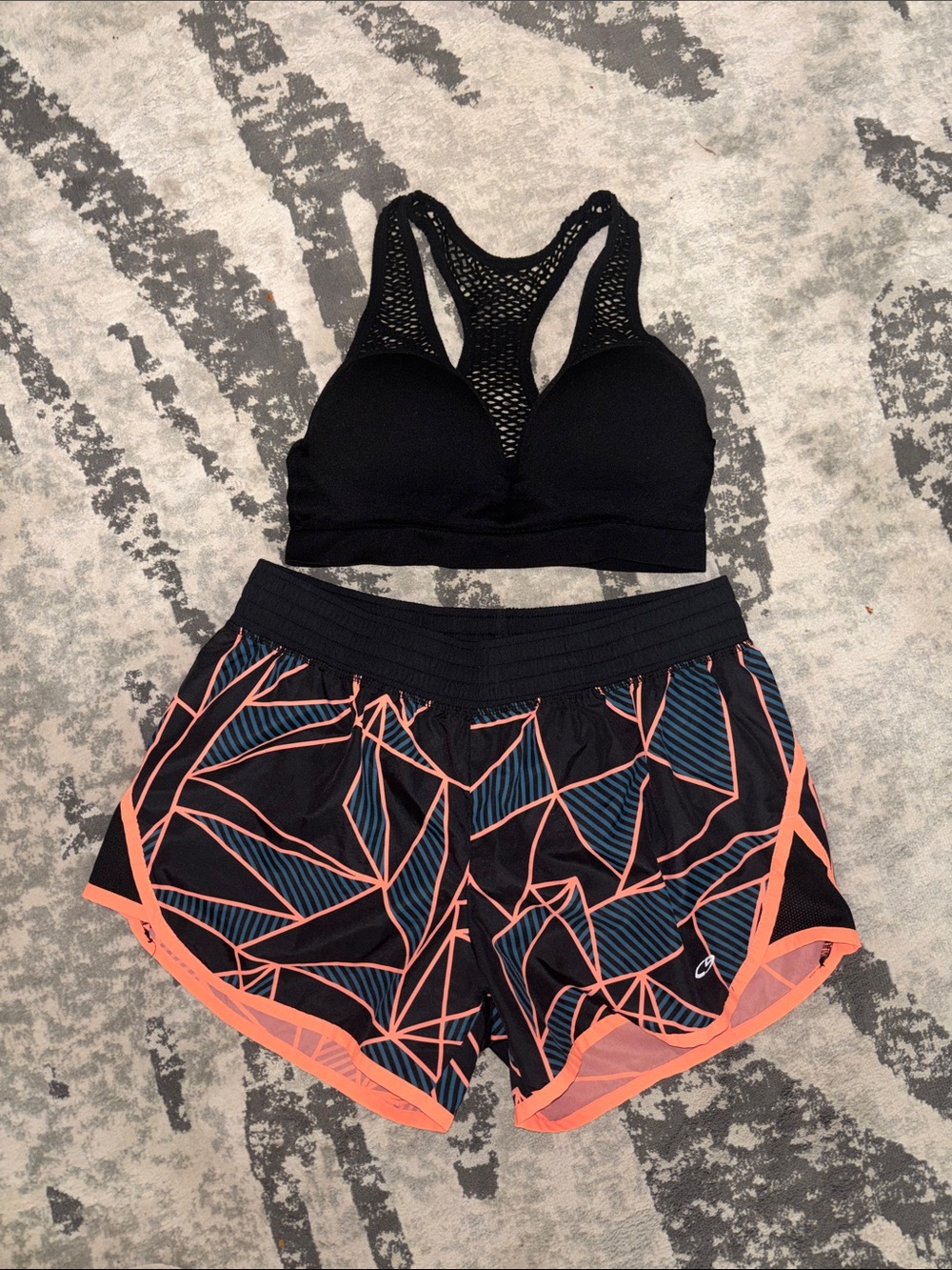 Padded Sports Bra + Black Coral Active Shorts Set